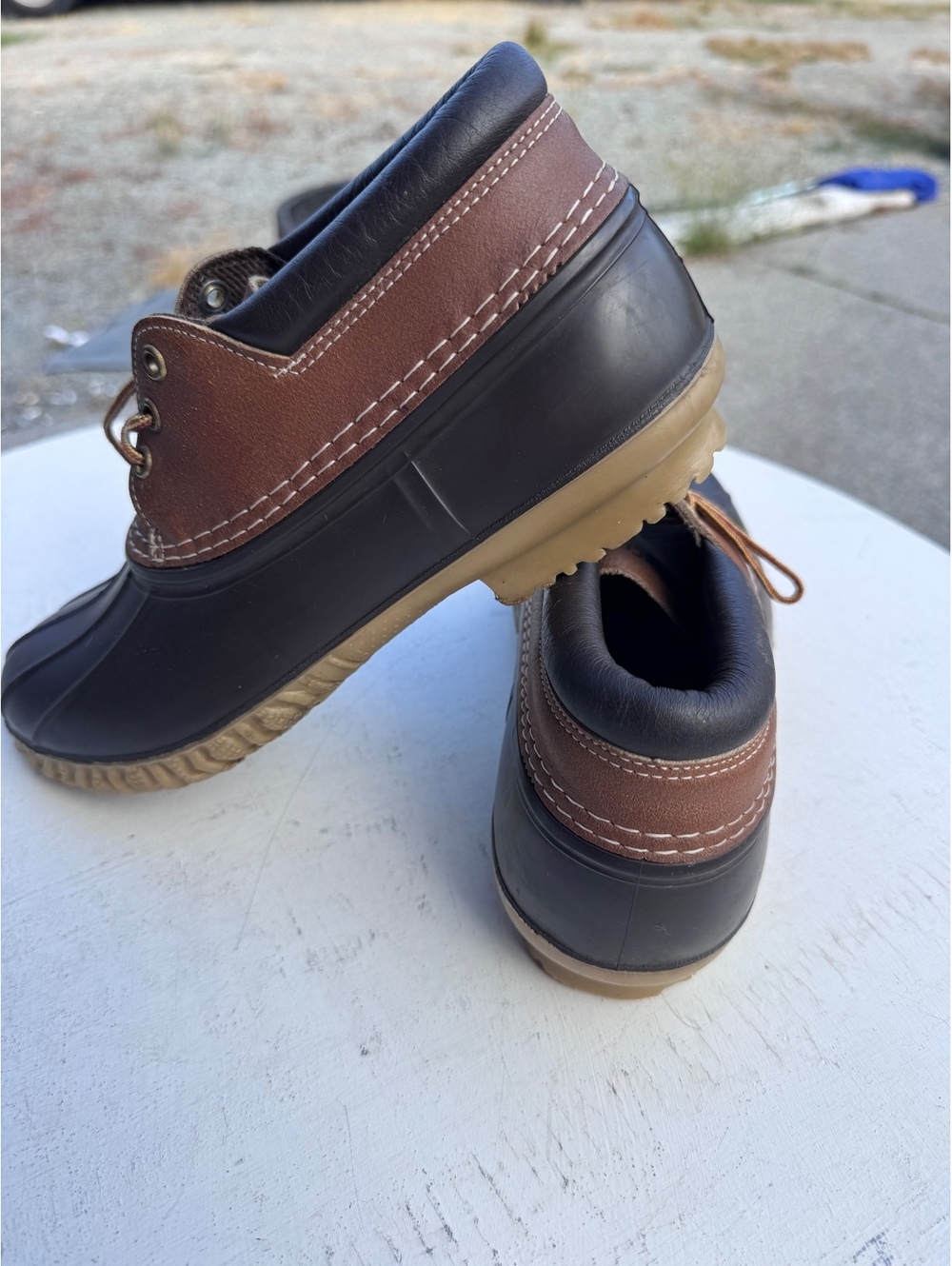 Vintage LaCrosse Duck Shoes Size 9 Brown Leather Rubber Made in USA